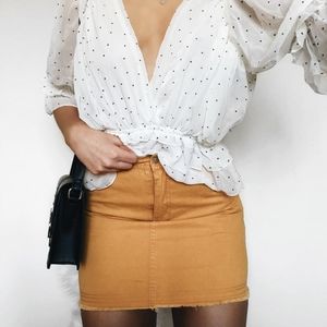 Mustard Yellow Denim Mini Skirt